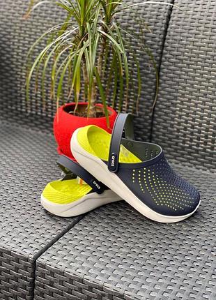Crocs literide clog navy citrus кроксы мужские сабо синие цитрус лайм