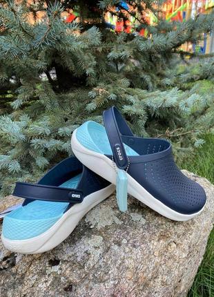 Crocs literide clog navy/almost white кроксы мужские сабо синие