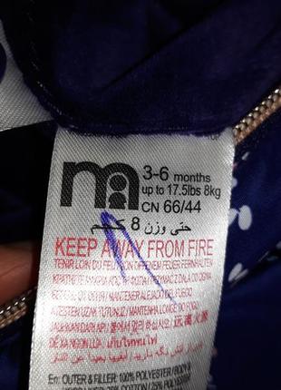 Теплий, зимовий  комбінезон mothercare на 3-6 міс.7 фото