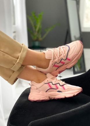 Женские кожаные кроссовки adidas ozweego "w ice pink" #адидас