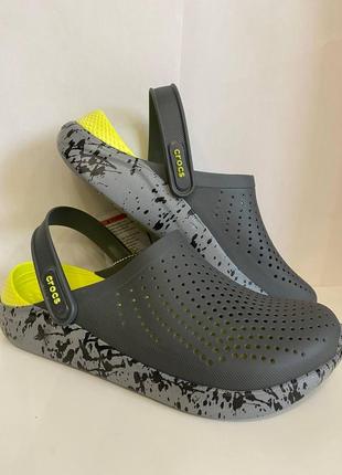 Crocs literide clog grey кроксы мужские сабо cерые