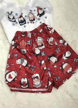 Жіноча шовкова піжама новорічна - женская шелковая пижама2 фото