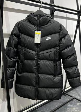 Куртка пальто пуховик с капюшоном дутик пуффер теплая зима осень черная длинная
