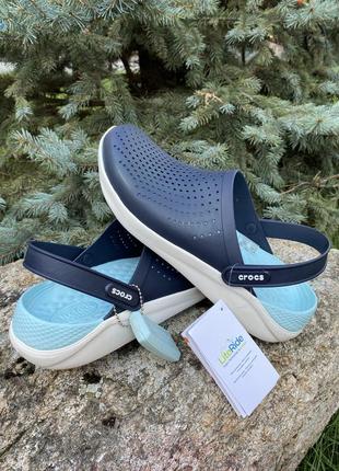 Crocs literide clog navy/almost white кроксы женские сабо синие