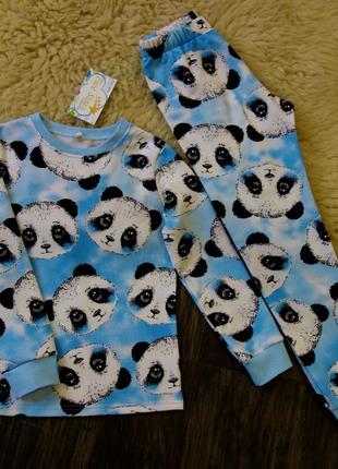 Дитяча піжама з начосом панда голуба five stars