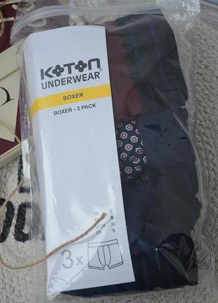 S нові фірмові чоловічі труси боксери упаковка комплект 3 пари koton6 фото