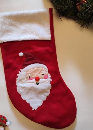 Новорічний чобіт для подарунків, різдвяний носок, новорічний декор