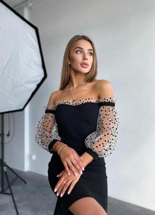 Женское короткое платье мини с сеткой черное на корпоратив новогоднее праздничное на новый год8 фото