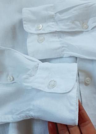Белоснежная льняная рубашка с воротом стойка, h&m,  p. xl7 фото