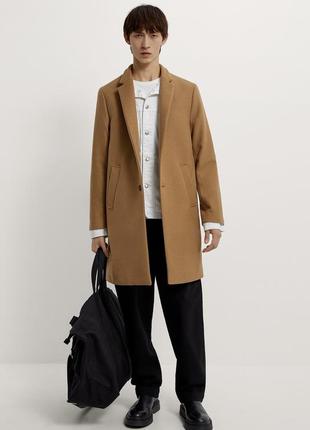 Zara men’s inverted lapel brown coat jacket пальто