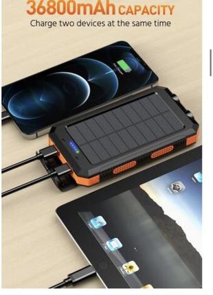 Power bank portable charger solar 36800 mah(повербанк сонячний)2 фото