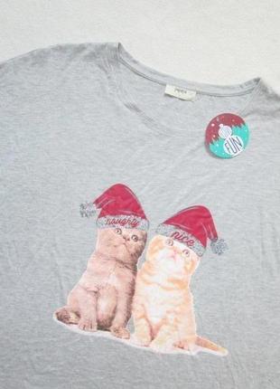 Суперовая новогодняя футболка батал с котиками papaya ⛄❄️⛄2 фото