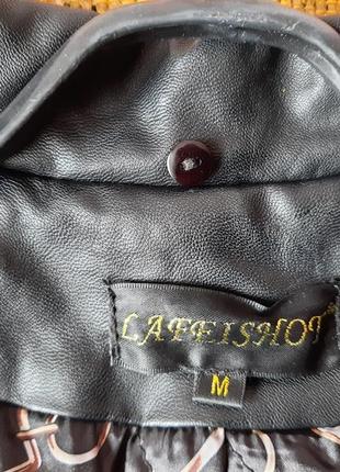 Черная кожаная (pu) утипленная куртка косуха на синтепоне с натуральным мехом8 фото