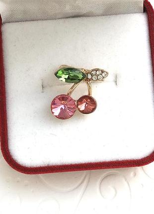 Брошка вишеньки, вишни, ягоды, ягодки, брошь, мини