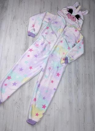 Піжама - кігурумі єдиноріг 🦄 р.134-174 класна махрова піжамка з зірочками для дівчинки ✨ підліткова піжама костюм кигуруми для дітей