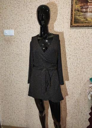 Платье глиттер на запах 46-48 размер