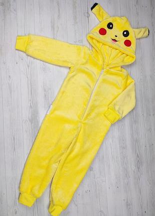 Дитяча махрова піжама - кігурумі пікачу ✨ тепленька піжамка костюм кигуруми для дітей