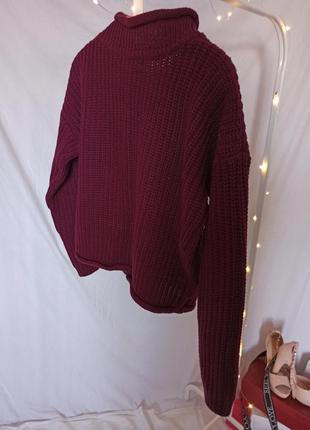Бордовый укороченный свитер5 фото