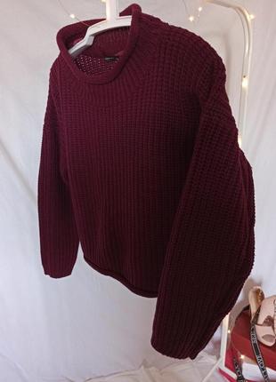 Бордовый укороченный свитер