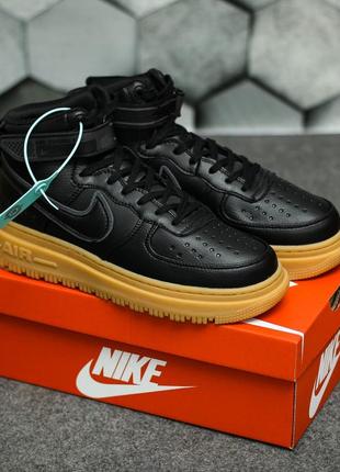 Кожаные, зимние кроссовки ботинки черные nike air force 1 gore-tex black lunar . шкіряні, зимові кросівки черевики