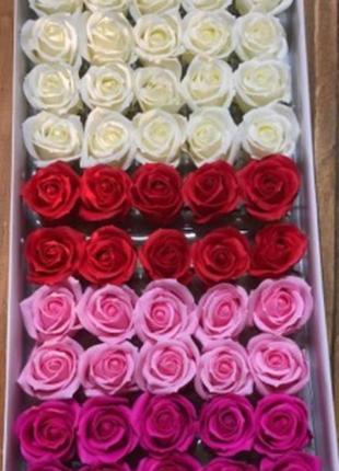 Мыльные сердцевидные розы (микс № 143) для создания роскошных неувядающих букетов и композиций из мыла