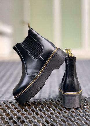 Чоботи зимові❄ челсі dr. martens nubuck bex black хутро, мартінси на платформі