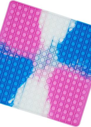 Силіконова сенсорна іграшка поп іт, big pop tie-dye, 256 бульбашок square anxiety squeeze1 фото