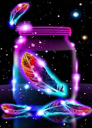 Алмазная вышивка. картина на подрамнике "перья",  30х40см, квадратные стразы