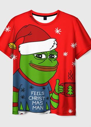 Футболка 3d с принтом «pepe new year - pepe the frog»