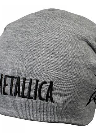 Шапка-біні з вишивкою metallica logo сіра