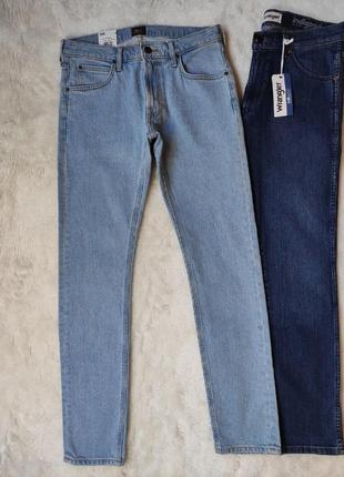 Светлые голубые плотные мужские джинсы слим узкие скинни прямые женские унисекс lee luke slim