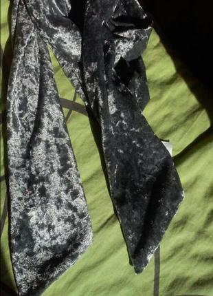 Оксамитовий плюшевий сріблястий шарф3 фото