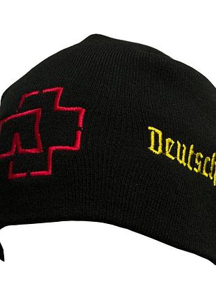 Шапка-біні з вишивкою rammstein deutschland чорна