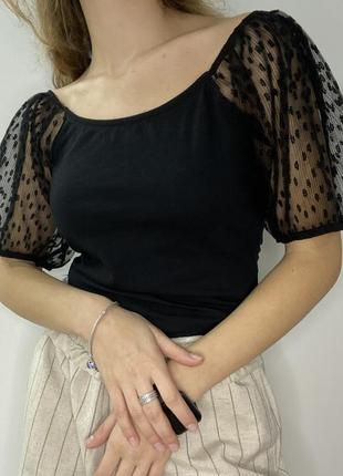 Чорне боді з рукавами-воланами від primark