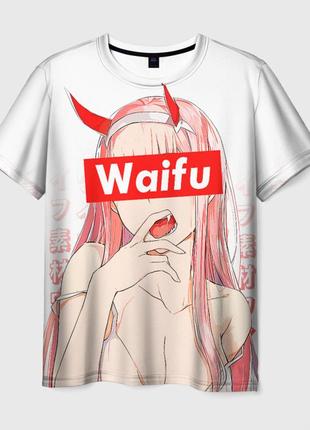 Футболка 3d с принтом «waifu - darling in the franxx - zero two»