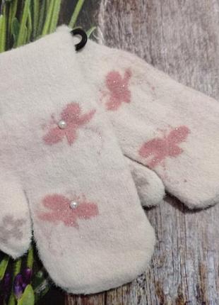 Теплые зимние перчатки для девочки 4-6 лет