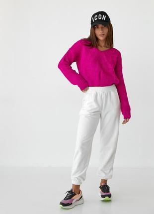 Короткий в'язаний пуловер 3