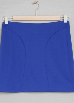 Новая синяя трикотажная эластичная мини короткая  юбка
