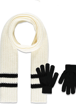Набор: большой уютный шарф и перчатки с полосами, forever 21