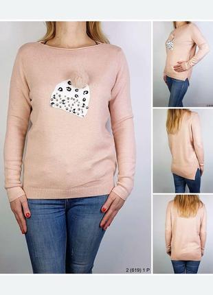 🌸свитер женский молодежный. розовый стильный женский свитер с вышевкой. женские свитеры 2 (619) 1 p