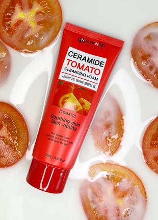 Пенка для умывания с томатом eyenlip ceramide tomato cleansing foam