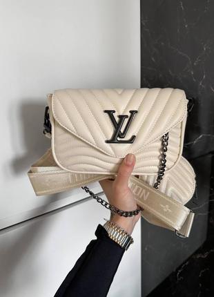 Женская сумка new wave multi pochette beige black2 фото