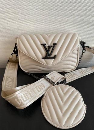 Женская сумка new wave multi pochette beige black6 фото