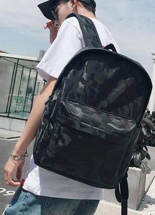 Великий чоловічий рюкзак міський камуфляжний захисний, чорний ранець з usb3 фото
