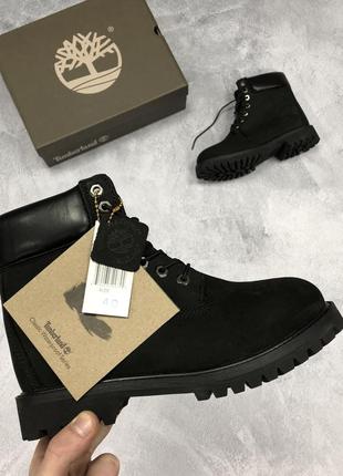 Зимові жіночі високі чорні нубкові черевики timberland 🆕 тимберленд з хутром5 фото