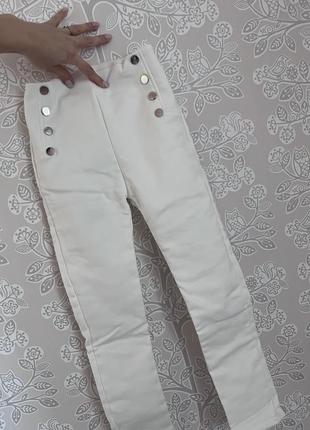Стильные модные штаны и лосины белая утеплённые с начесом на девочку высокая посадка1 фото