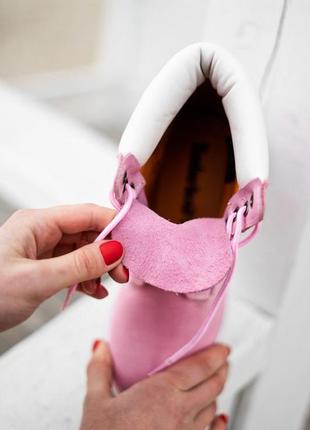 Теплые женские высокие розовые термо ботинки timberland 🆕 тимберленд3 фото
