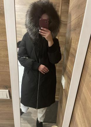 Пуховик meajiateer з натуральним хутром чернобурки