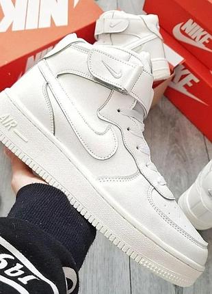 Натуральный мех кожа зимние кроссы nike air force high