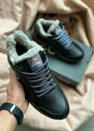 Кросівки зимові шкіряні чоловічі ecco winter sneakers
•black3 фото